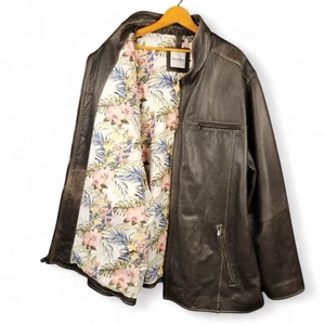 Giacca a dondolo Tommy Bahama uomo taglia 3XLT alta marrone 100% pelle di agnello Highland - Foto 1 di 13