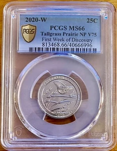 2020 W Tallgrass Prairie Quarter PCGS MS66 “First Week of Discovery Gold Shield” - Picture 1 of 2