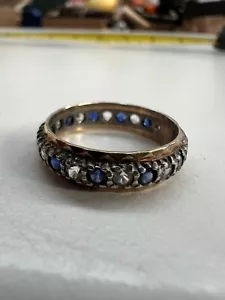 (Z) VINTAGE 9 kt GOLD BLAUER & WEISSER SAPHIR ? ETERNITY RING - SIZE N - 2,9g - Bild 1 von 10