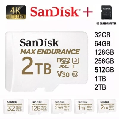 32 64 128 256 512GB Scheda di memoria microSD Sandisk Max Endurance C10 130MB/s