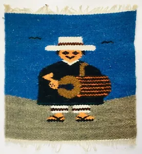 Vintage kleine Miniatur mexikanischer Webstuhl Webdecke Trommler Sombrero Poncho - Bild 1 von 10