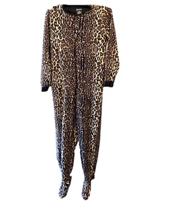 Nick & Nora Pajamas Womens Size Small Leopard One Piece Pjs Bodysuit Pjs - Picture 1 of 8