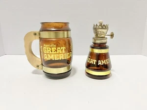 Marriott’s Great America Siesta Ware Mug Oil Lamp Amber Brown Barrel Glass VTG - Picture 1 of 16