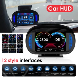 Car Universal HUD Display HD LCD Head UP Screen OBD GPS Speedometer Odometer - Picture 1 of 24