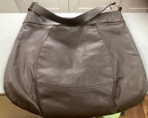 Large Brown Leather Shoulder Shopping Bag - Picture 1 of 12