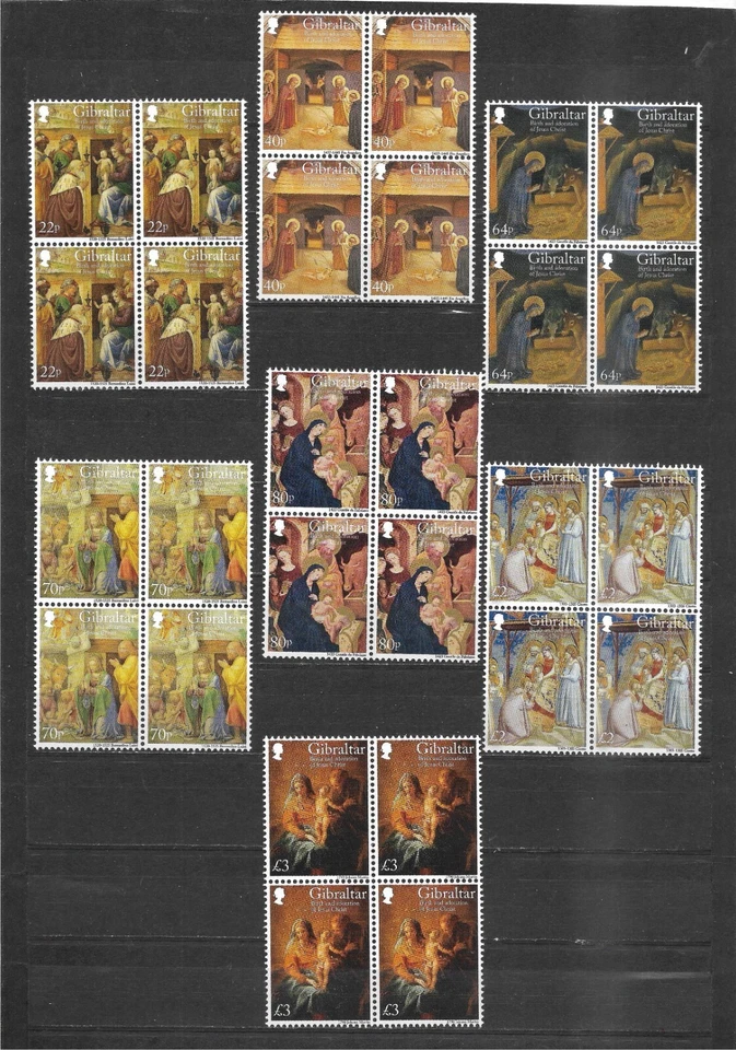 Gibraltar 2018 Christmas, birth & adoration complete set MNH blocks of 4 (G502) - Image 1 of 1