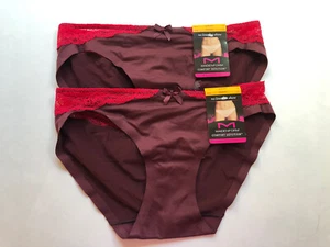 NWT Maidenform Comfort Devotion Panties 40046 Size 5 S Plum/Red 2 Pack - Picture 1 of 6