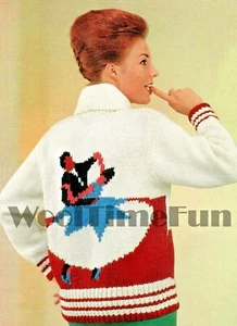 Strickmuster Damen Vintage 50er Jahre Ballsaal Tanz Motiv Strickjacke/Jacke. - Bild 1 von 2