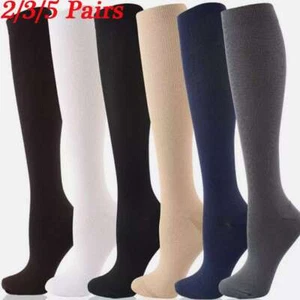 2/5 Pairs Copper Compression Socks 20-30mmHg Graduated Support Mens Womens S-XXL - Picture 1 of 24