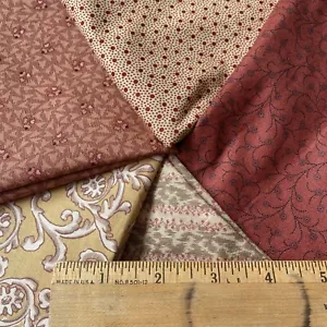 Lot of 5 Half Yards (2.5yds total) red, tan & cream MODA Jo Morton Quilt Fabric - Picture 1 of 6