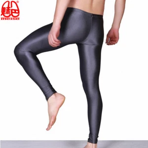 Elastic Tight Leggings Men Sexy Slim Bodybuilding Low Waist Pencil Shaping Pants - Picture 1 of 5