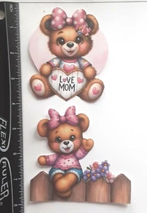 Lot of 2 Mothers Day Love Mom Heart Flowers SINGLE LAYER Embellishments 371 - Picture 1 of 1