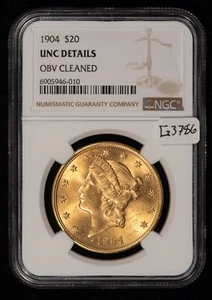 1904 G$20 Liberty Head Gold Double Eagle - Looks Original - NGC UNC Dets - G3786 - Picture 1 of 4