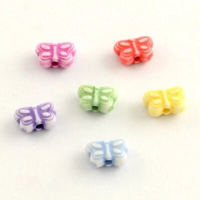 100 Butterfly Beads Color Mixed Plastic Double Sided 9 x 7 mm U.S Seller 1323 - Image 1 of 2