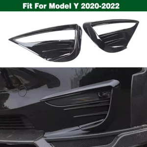 1Pair Front Bumper Fog Light Grille Cover Trim Frame For Tesla Model Y 2020-2024 - Picture 1 of 10