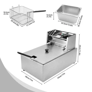 Electric Deep Fryer w/Baskets Stainless Steel Commercial Double Fryer 11L - Picture 1 of 8