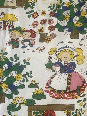 Tela de cuento de hadas infantil vintage años 60 1 3/8 yarda Foto 1 de 4