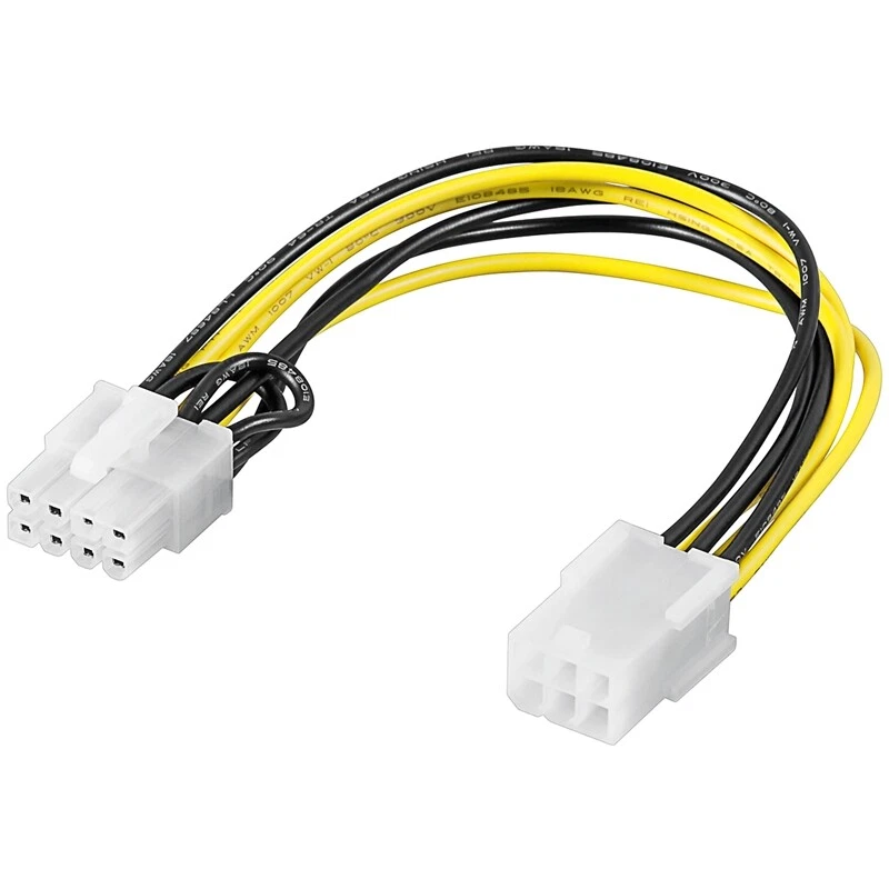 PCI-Express-Kabel Adapter von 6-polig Stecker auf 8-polig Buchse 20cm Stromkabel - Bild 1 von 1
