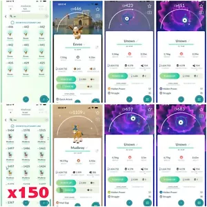Pokémon Go | Shiny Unown CIMS, Mudbray x150+ , Eevee Explorer hat x9 | PT C 1m - Picture 1 of 1