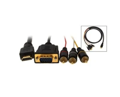 5-Feet 1.5 m Gold Plated HDMI to VGA with RCA X 3 Cable Converter 1080p - Image 1 of 4