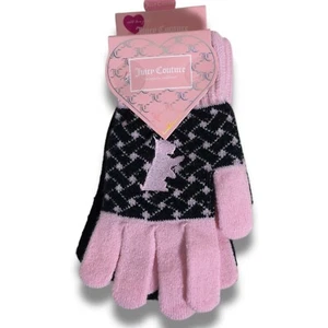 JUICY COUTURE Rosa/Negro Acrílico Mujer Diseño Estrás Guantes de Invierno Paquete de 3 - Imagen 1 de 10