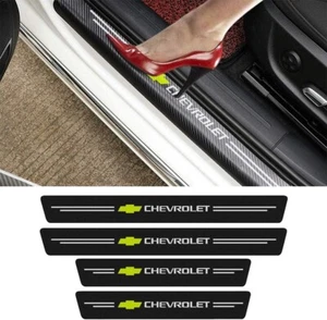4pcs Car Door Anti Scratch Protector Sticker Carbon Fiber Sill Chevrolet Chevy - Picture 1 of 2