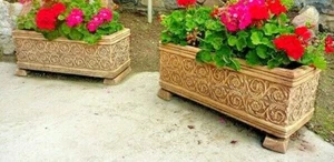 🔶 Blumenkasten Stein 61 cm 2 x Pflanzkübel Blumenkübel Steinkunst BLACKFORM - Bild 1 von 4