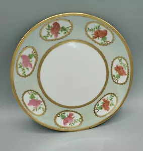 1935 Bavaria Porcelain Plate Luster Rose Medalion 24K Gold Handpainted Signed - Foto 1 di 8