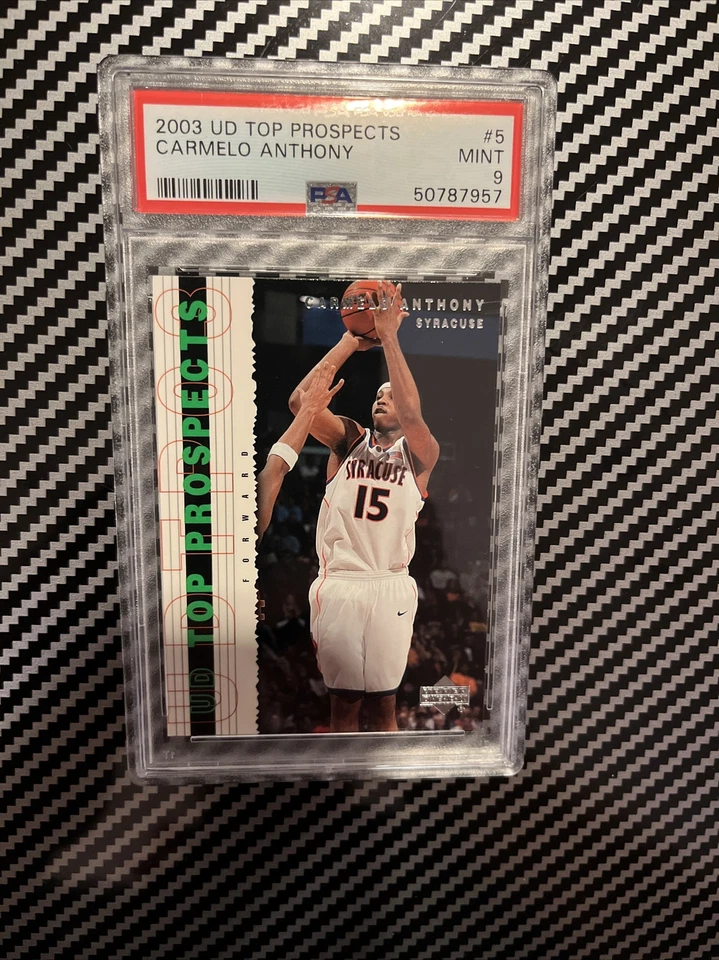2003 UD Top Prospects Carmelo Anthony RC PSA 9 Mint Fresh Grade Clean - Image 1 of 2