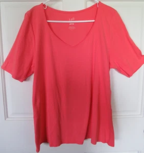 J Jill Damen T-Shirt Ellenbogenärmel Pima Baumwolle Größe Large Pfirsich Rosa V-Ausschnitt Weich - Bild 1 von 7