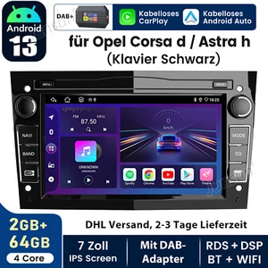 DAB+ Autoradio Android 13 GPS Navi Für Opel Astra H Corsa C D Meriva Zafira A B - Bild 1 von 18