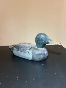 Antique mallard duck decoy box handmade wooden 11" - Picture 1 of 8