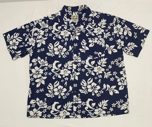 Steve & Barry's Classic Hawaiian Blue/White 100% Cotton Camp Shirt XL India - Picture 1 of 4