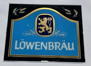 Vintage 1982 Lowenbrau Glas Bier Schild Hausbar Höhle Dekor 19,5" x 15" - Bild 1 von 8