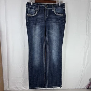 Grace in LA Jeans Womens 29 Blue Bootcut Embellished Pockets Distressed Denim - Picture 1 of 19