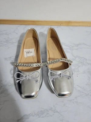 Top Moda Comfort Silver Flats with Rhinestone Detail, Size 8, New  - Image 1 of 4
