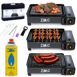 ZMC 2 en 1 cocina de gas cocina de camping + parrilla de gas incl. cartuchos de gas, placa de parrilla - Imagen 1 de 17