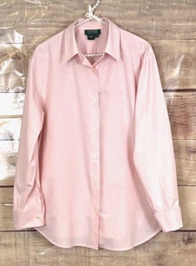 Ralph Lauren Damen XL hellrosa Button Down Hemd Logo French Cuff 100% Baumwolle - Bild 1 von 10