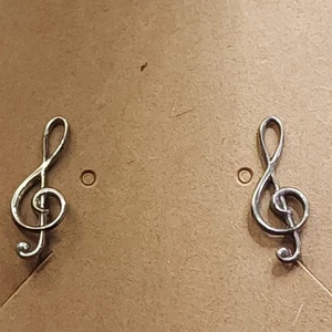 Sterling Silver Treble Clef Earrings Musical Note Studs Music Lover Jewelry Gift - Picture 1 of 5
