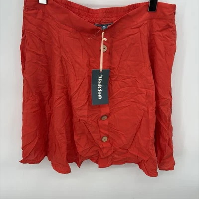 Modcloth Red Hogh Waisted Skirt Woth Button Details Womans XL Y2K - Image 1 of 4