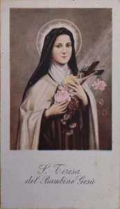 ANTICO RARO SANTINO SANTA TERESA DEL BAMBINO GESÙ CON ORAZIONE - Foto 1 di 2