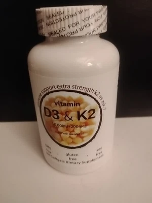  Vitamina D3 (10000iu) con aceite de coco - y K2 300 cápsulas blandas Foto 1 de 3