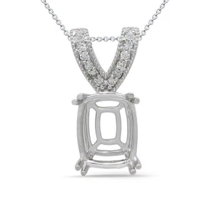 Cojín 11x9mm Colgante Semi Montaje en Oro Blanco 14k Con Acentos de Diamantes (54669) - Imagen 1 de 4