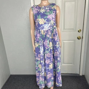 Vintage Laura Ashley Damen Kleid US 10 UK 12 Baumwolle Blumen Taschen Midi ZZ4 - Bild 1 von 7