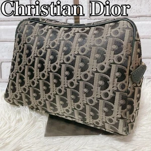 Christian Dior Accessorio Pouch Marsupio a Mano Trotter Tela Pelle Verde Navy... - Foto 1 di 24