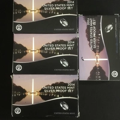 Lot Of (4) U. S. Mint Silver Proof Sets, 1-2013 S & 3-2014 S With COA & Pkg - Image 1 of 4