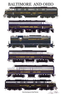Baltimore & Ohio Classic Diesel Locomotives 11"x17" poster firmato Andy Fletcher - Foto 1 di 1