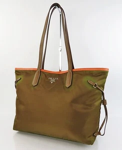 Authentische braune PRADA Nylon und Leder Beuteltasche Tasche Handtasche #60942 - Bild 1 von 15