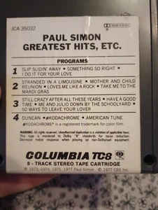 Paul Simon Greatest Hits, ETC. 8 Track Tape 1977 CBS # JCA-35032 - Picture 1 of 2