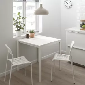 2x Ikea ADDE Tables Chairs Tufted Seat Steel Legs Home Office Study White - Picture 1 of 6